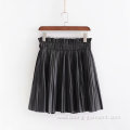 Pleated PU Leather Mini Skirt